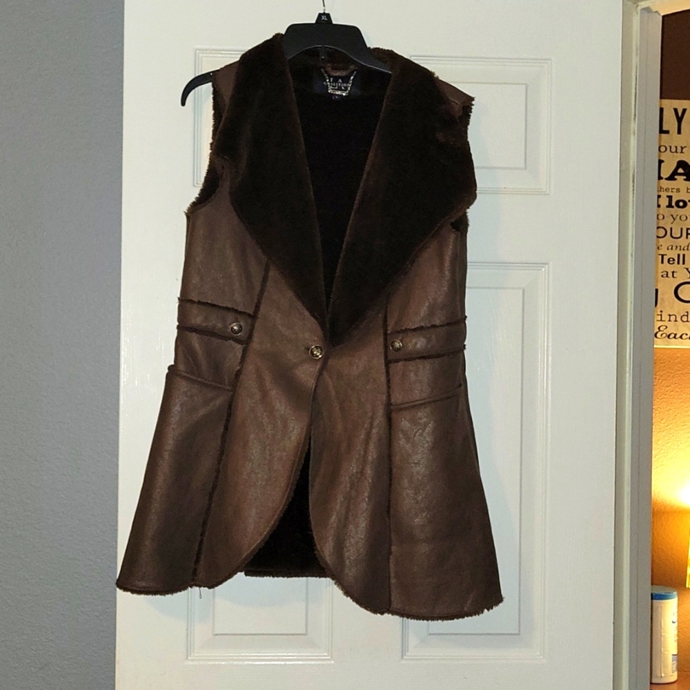 Faux suade vest.